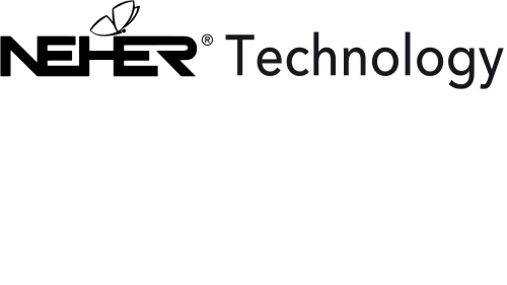 NEHER Technology Logo mit stilisierter Mücke über dem H.